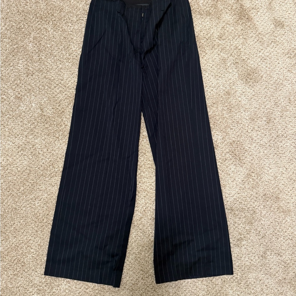 Massimo Dutti Women's Navy Pinstripe Pants
